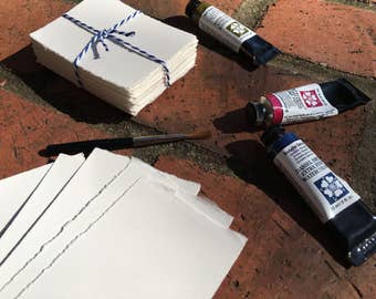 50 -Arches Watercolor Paper ATC Cards – Hand Torn Deckle Edge, Hot/Cold Press