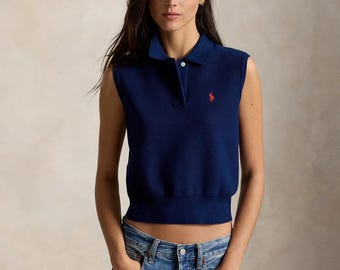 Polo Ralph Lauren Sleeveless Cropped Knit Polo Sweater