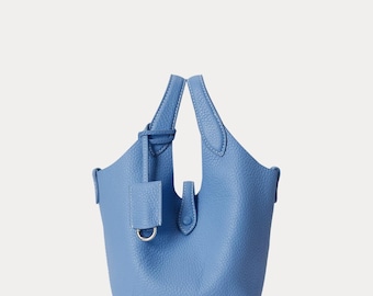 Bolsa tote e transversal pequena Polo Ralph Lauren Polo Play em couro granulado para mulheres