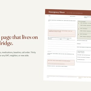 Aging Parent Care Binder, Elderly Parent Planner, Caregiver Organizer PDF, Medical Binder, Hospital Discharge Checklist, Emergency Sheet 画像 8
