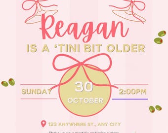 Invitación de cumpleaños de Tini Bit para personas mayores