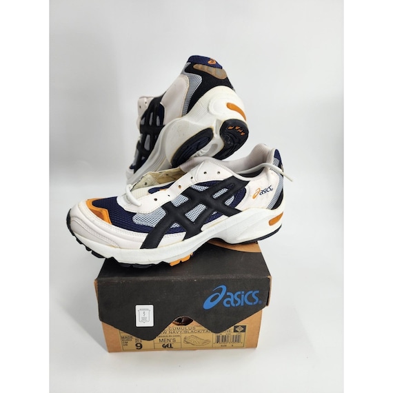 Asics, Rare Asics Gel-Cumulus Vintage Running Shoes Mens 9 White Navy Orange TN10K 5090