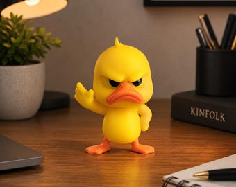 Angry Duck Figurine | Grumpy Duck Desk Decor | Cute Duck Statue | Funny Office Desk Ornament | Kawaii Shelf Decor | Gift for Duck Lovers