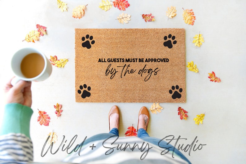 All Guests Must Be Approved By Dogs Doormat Personalized Door Mat Custom Dog Owner Gift Home Decor Dog Lover Gift Dog Welcome Mat image 1