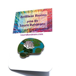 Neuro Art. Brilliant Brain Pins, Gift for Doctor, Nurse, Scientist, Brain Tumor or Cancer Survivor. Lotus Zen brain. Lapel pins. image 1