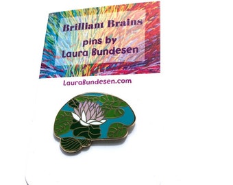 Neuro Art. Brilliant Brain Pins, Gift for Doctor, Nurse, Scientist, Brain Tumor or Cancer Survivor. Lotus Zen brain. Lapel pins.