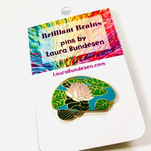 Neuro Art. Brilliant Brain Pins, Gift for Doctor, Nurse, Scientist, Brain Tumor or Cancer Survivor. Lotus Zen brain. Lapel pins. image 5