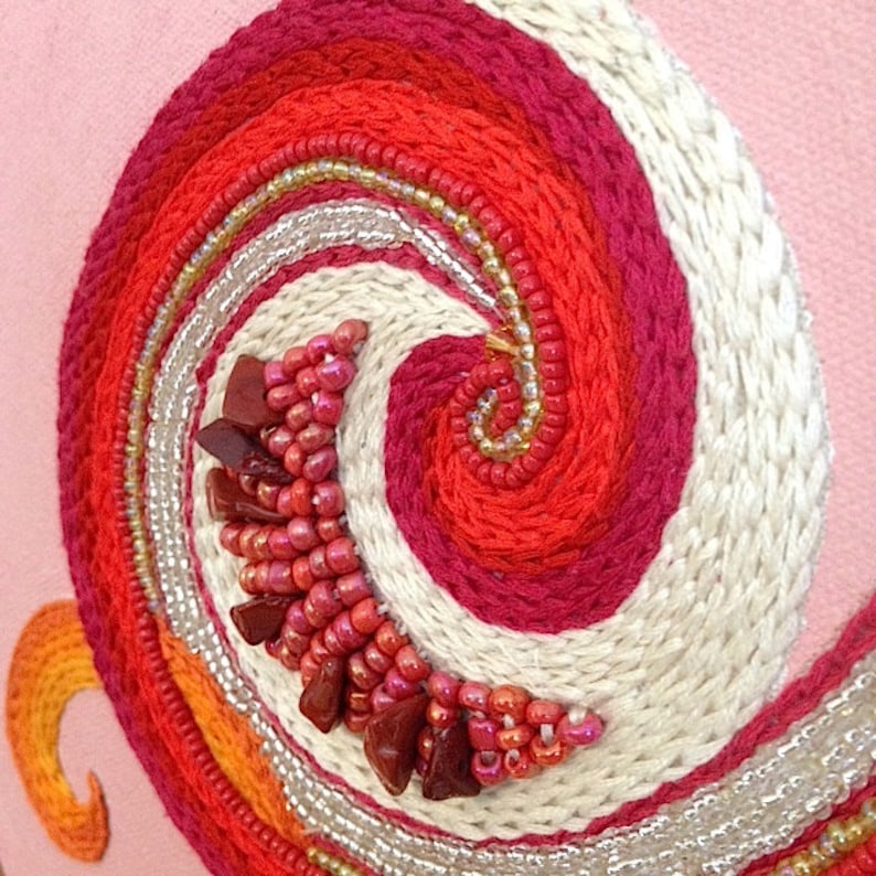 Abstract Embroidery Beadwork Fiber Art Hoop Art Etsy