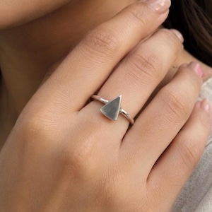 Silver Triangle Ring, 925 Sterling Silver, Geometric Pyramid Ring, Minimalist Statement Ring, Modern Handmade Silver Ring, Gift For Women
