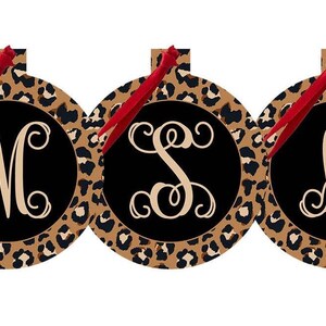 Leopard Initial Round Christmas Ornament Monogram Single Initial  #SO-RD-LPRD23