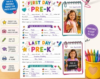 First & Last Day of School Printable Photo album Signs