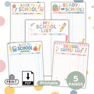 Retour à la liste de fournitures scolaires | Liste de contrôle imprimable pour les fournitures scolaires | Suivi des fournitures scolaires | Organisation de la classe | PDF imprimable