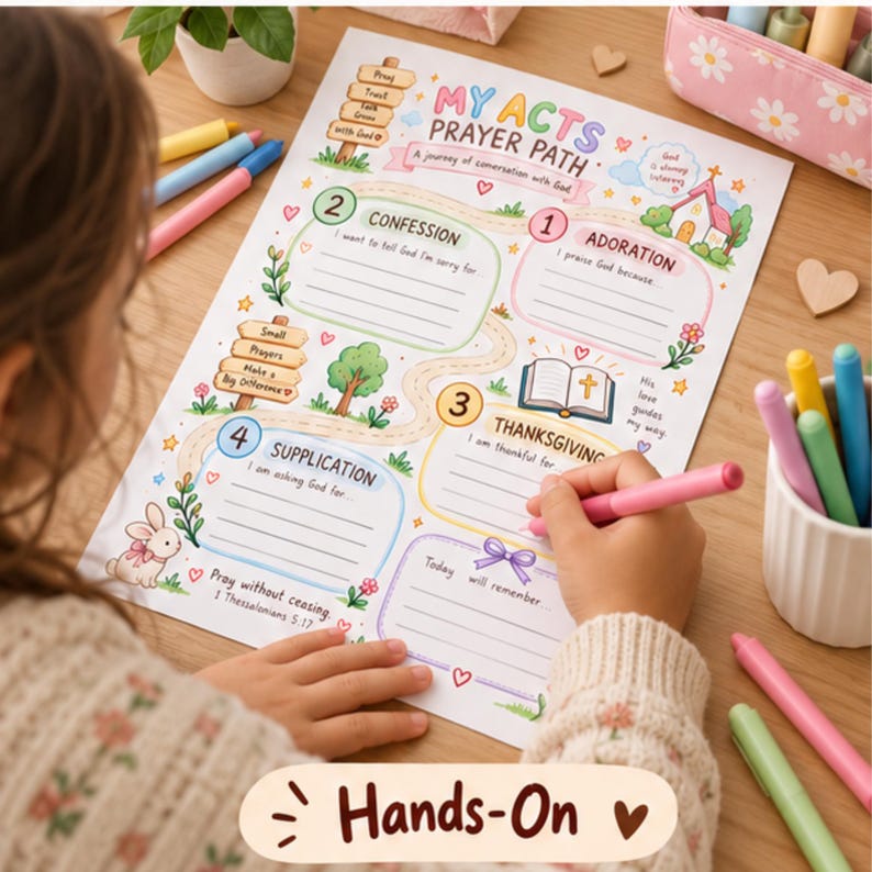 ACTS Prayer Worksheet for Kids | Christian Prayer Activity | Sunday ...