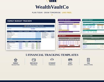 Budget Tracker Bundle Excel Tabelle Persönliches Finanzierung System Verschulden Rückzahlung Tracker Einsparungen Planer Ausgaben Tracker Set Vorlage