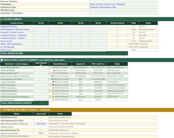 Kanadische Steuerabzugs-Verfolger Excel-Arbeitsblatt Steuer-Organisator für Kleinunternehmen Selbstständige Buchhaltungsvorlage Kanada Financieren