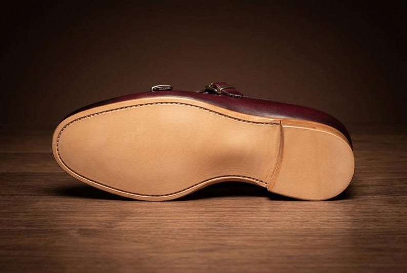 Handmade Mens Shoes Burgundy Double Monk Strap Loafers Croc Embossed Dress Shoes Cowhide Leather Custom Size Gift for Him