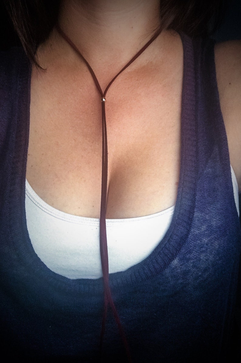 Suede Lariat Choker Necklace Black or Burgundy
