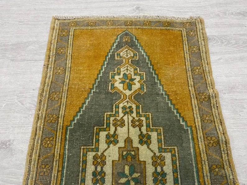 Turkish Rug Small Vintage Turkish Small Rug, 1.7 X 3.6 Ft, Wool Boho Oushak Doormat Rug ...