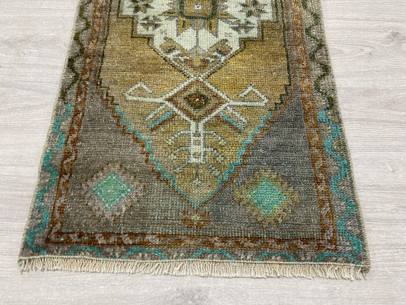 Turkish Rug Small Vintage Rug, Brown Green Rug, Turkish Small Rug, 1.6 X 3.1 Ft, Doormat ...