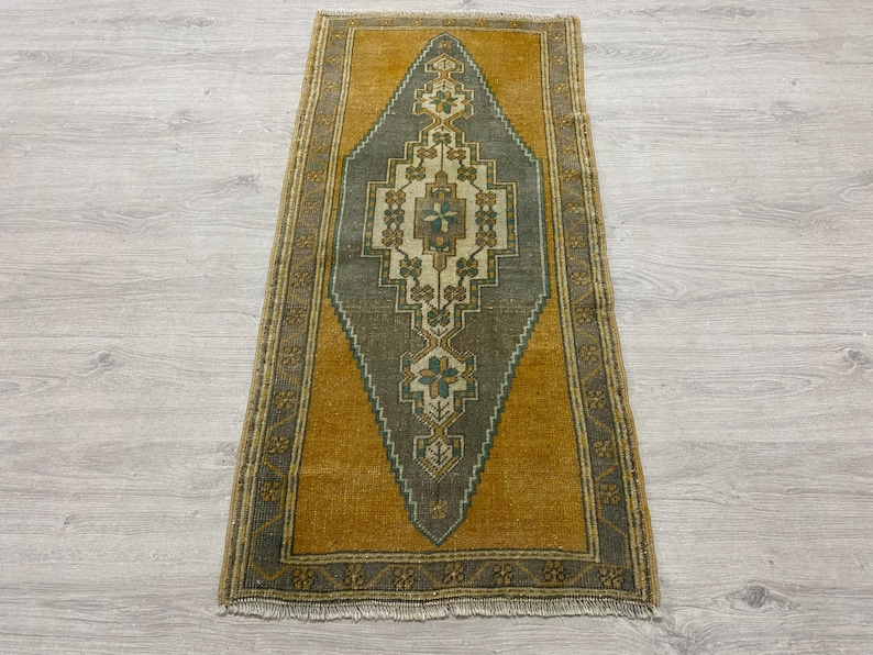 Turkish Rug Small Vintage Turkish Small Rug, 1.7 X 3.6 Ft, Wool Boho Oushak Doormat Rug ...