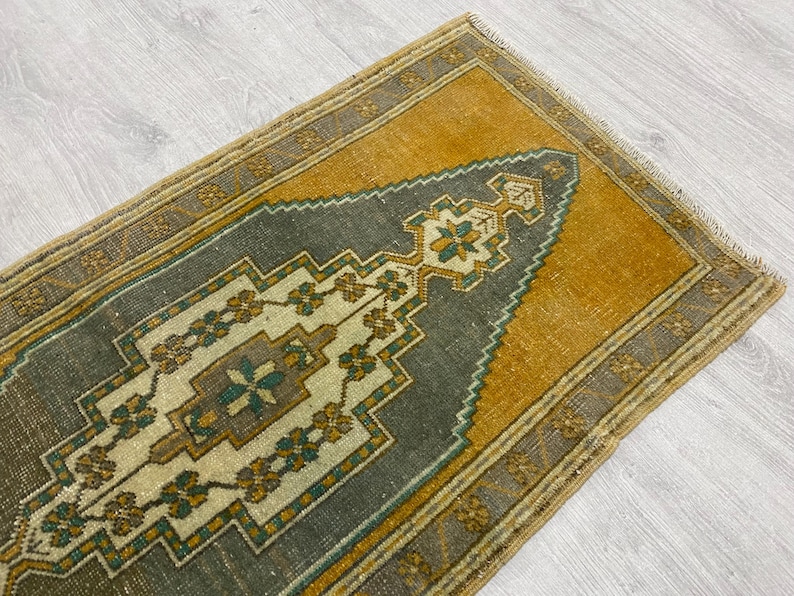 Turkish Rug Small Vintage Turkish Small Rug, 1.7 X 3.6 Ft, Wool Boho Oushak Doormat Rug ...