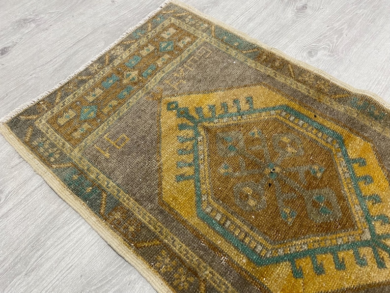 Turkish Rug Small Brown Green Rug, Turkish Small Rug, 1.7 X 3 Ft, Vintage Rug, Doormat ...