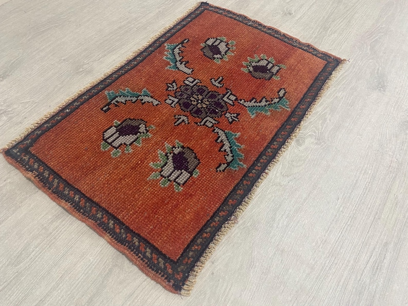 Turkish Rug Small Vintage Turkish Small Rug, Doormat Rug, 1.5 X 2.4 Ft, Handwoven Wool ...