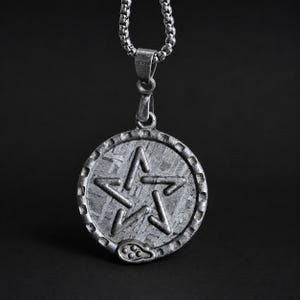 Iron Meteorite Pendant Necklace, Etched Widmanstätten Pattern, Celestial Jewelry, Space Gift for Him