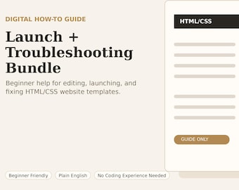Pacote de Guia de Lançamento e Solução de Problemas de Sites para Modelos HTML e CSS, Ajuda para Iniciantes em Criação de Sites "Faça Você Mesmo"