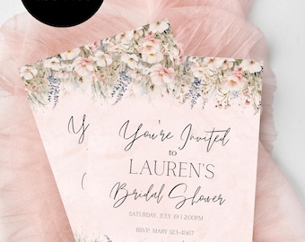 Invitación floral para despedida de soltera / Plantilla editable de Canva (5x7")