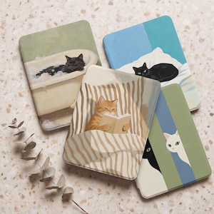 Cute Cat Kindle case,Detachable Magnetic Clear Back Kindle Case With Strap,Paperwhite 11th 12th 6.8" 7" Cover,Kobo Case,Back To School Gifts