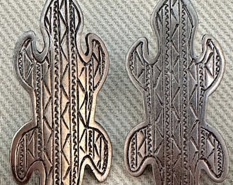 Vintage SOUTHWESTERN Silver Lizard Statement Earrings Signed JJ 1988 for Pierced Ears
