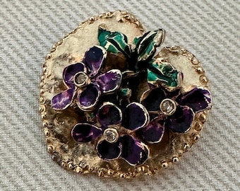 Sculptural MOSELL Lilypad Brooch Signed Designer Vintage Pin