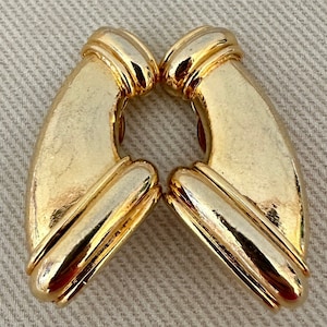 Vintage Sculptural Curved Column Pillar Clip On Statement Earrings