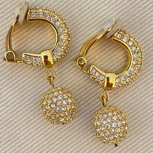 Diamante Deco Clip On Statement Earrings Signed Vintage Jewelry