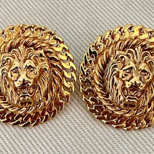 Fantastic Vintage Roaring Lion Statement Earrings for Pierced Ears