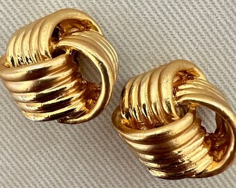 Timeless Vintage Gold Tone Love Knot Infinity Clip On Statement Earrings