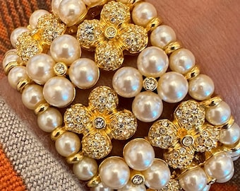 Breathtaking BAROQUE PEARL Chunky Vintage Signed Joan Rivers Bracelet