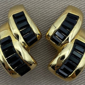 Vintage Art Deco Italian Signed Clip On Statement Earrings