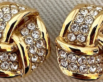 Timeless Infinity Love Knot Clip On Statement Earrings with Crystal Accents
