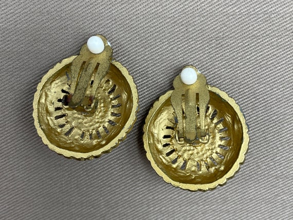 Byzantine Etruscan Clip On Statement Earrings Big… - image 3