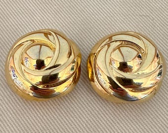 Bold Gold Etruscan Clip On Statement Earrings