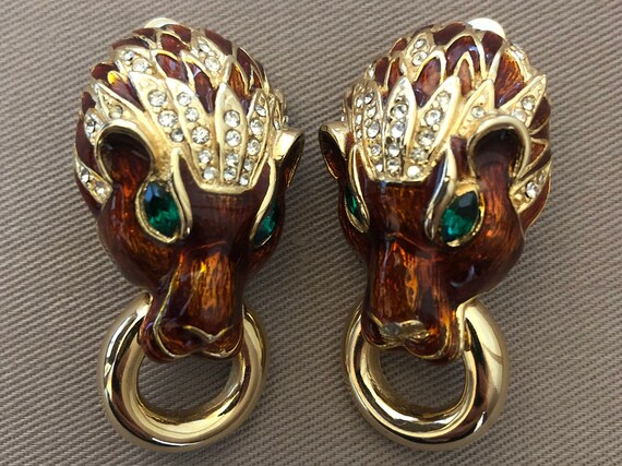 Les Bernard Lion Doorknocker Earrings - image 1