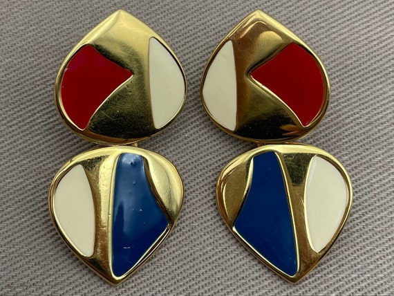 Colorful Enamel MONET Statement Earrings for Pier… - image 1
