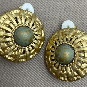 Byzantine Etruscan Clip On Statement Earrings Big Vintage Jewelry Egyptian Revival