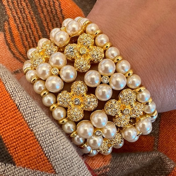 Breathtaking BAROQUE PEARL Chunky Vintage Signed … - image 1