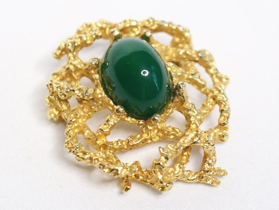 Brutalist Faux Jade Panetta Brooch