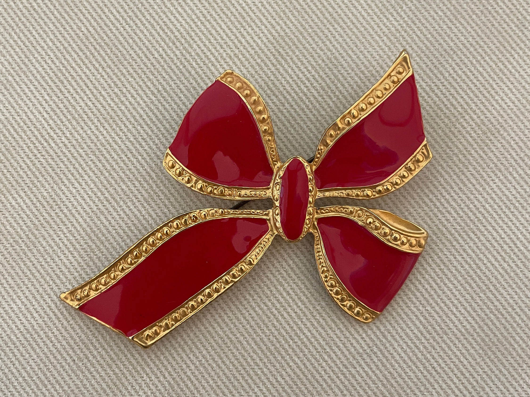 Red Ribbon Broche Pretty Red Enamel Ribbon Bow Brooch - Etsy