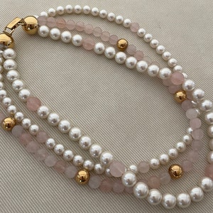 Pearl NAPIER Triple Strand Vintage Choker Pale Pink Lucite Beads