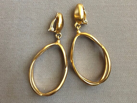 ANNE KLEIN Drop Hoop Statement Earrings Runway Hau